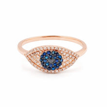 14K GOLD DIAMOND BLUE SAPPHIRE NINA EYE RING