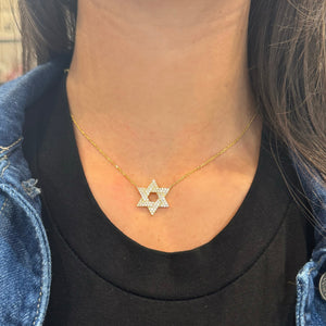 14K GOLD DIAMOND ZIONA STAR OF DAVID NECKLACE