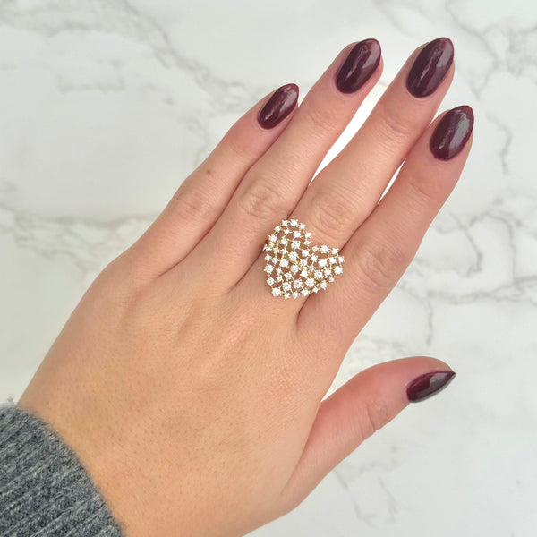 14K GOLD DIAMOND GINGER HEART RING