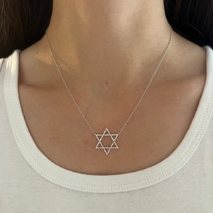 14K GOLD DIAMOND LARGE RACHEL STAR OF DAVID NECKLACE