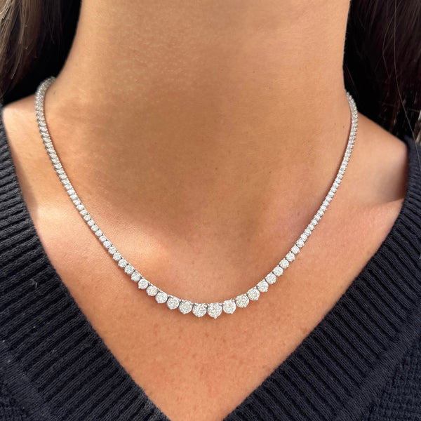 14K GOLD 5.77 CT DIAMOND GRADUATED TENNIS NECKLACE