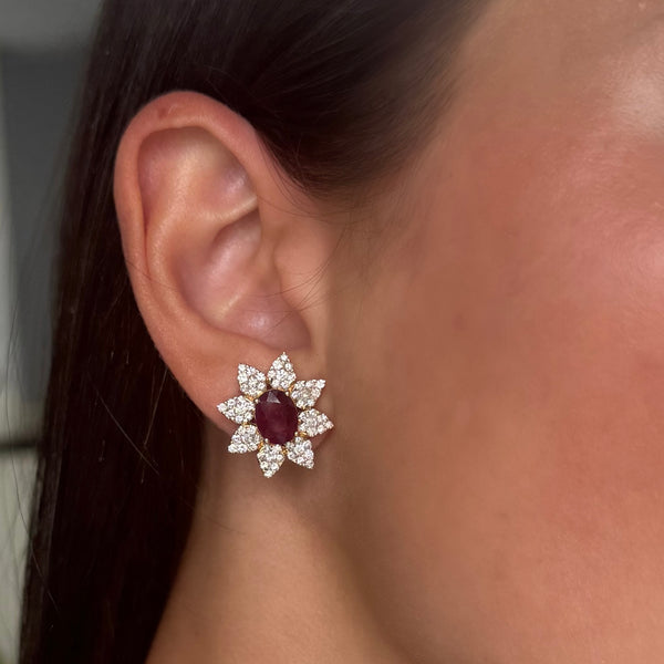 14K GOLD DIAMOND RUBY MOLLY EARRINGS