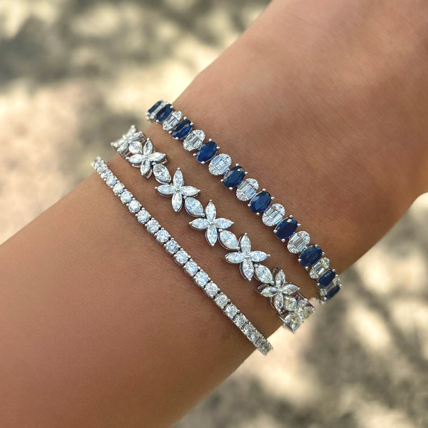14K GOLD DIAMOND BLUE SAPPHIRE CLARA BRACELET