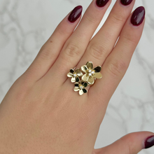 14K GOLD DIAMOND TINA FLOWER RING