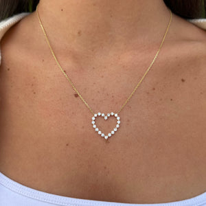 14K GOLD DIAMOND CORINNE HEART NECKLACE