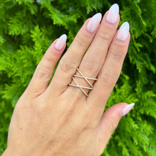 14K GOLD DIAMOND DOUBLE CROSSED RING