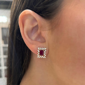 14K GOLD DIAMOND RUBY JULIE STUDS