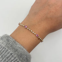 14K GOLD DIAMOND PINK SAPPHIRE JOLIE HEART BRACELET