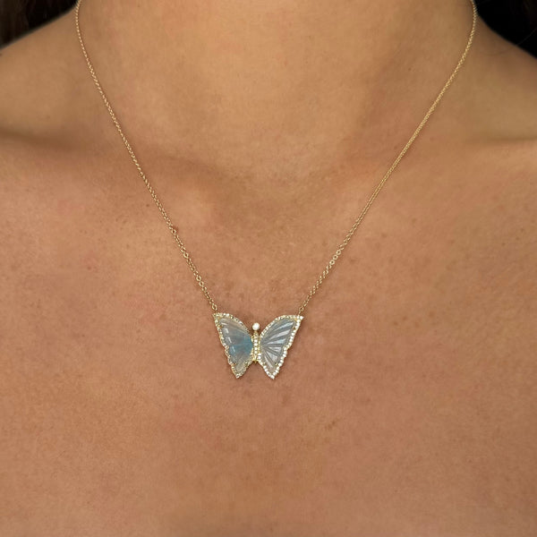 14K GOLD DIAMOND BEATRIX PARIBA BUTTERFLY NECKLACE