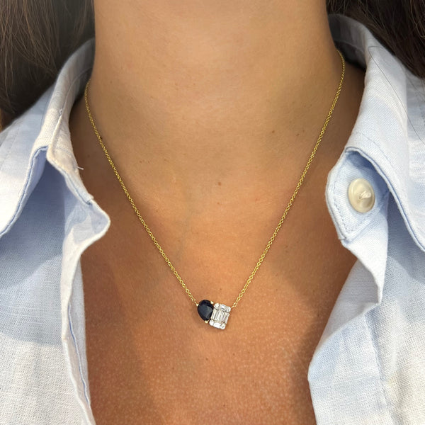 14K GOLD DIAMOND SAPPHIRE KELSEY NECKLACE