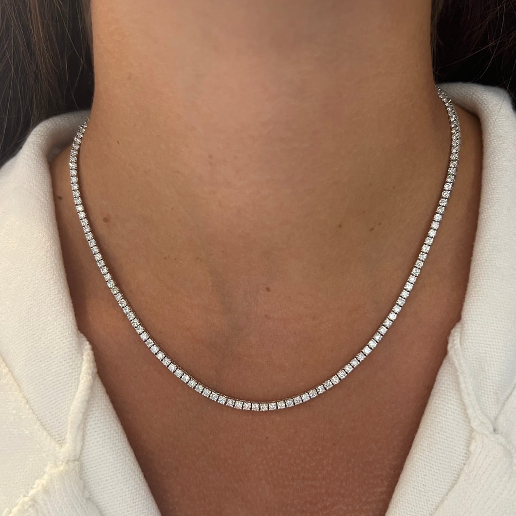 14K GOLD 7.37 CT DIAMOND CLASSIC TENNIS NECKLACE