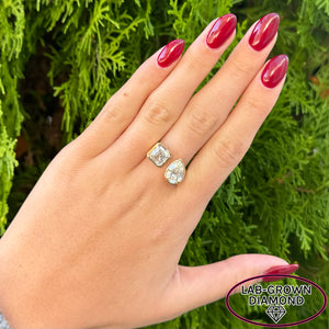 14K GOLD 4.00 CT LAB GROWN DIAMOND 2 STONE BEZEL RING