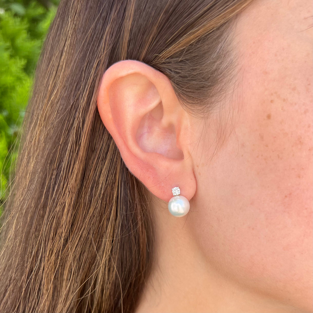 14K GOLD DIAMOND PEARL DANIELLE STUDS