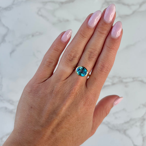 14K GOLD BLUE TOPAZ BAILEY RING