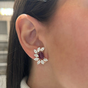 14K GOLD DIAMOND RUBY VICTORIA EARRINGS