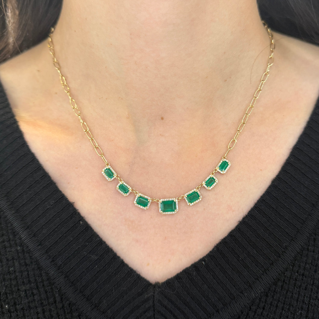 14K GOLD DIAMOND EMERALD EMILIA NECKLACE