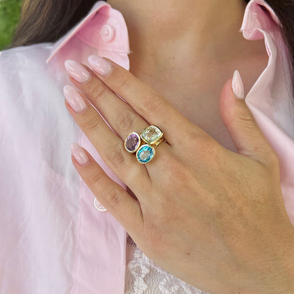 14K GOLD BLUE TOPAZ BAILEY RING
