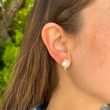 14K GOLD DIAMOND PEARL TRISH STUDS