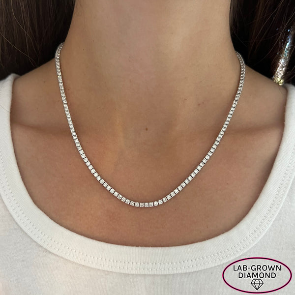 14K GOLD 6.00 CT LAB GROWN DIAMOND TENNIS NECKLACE