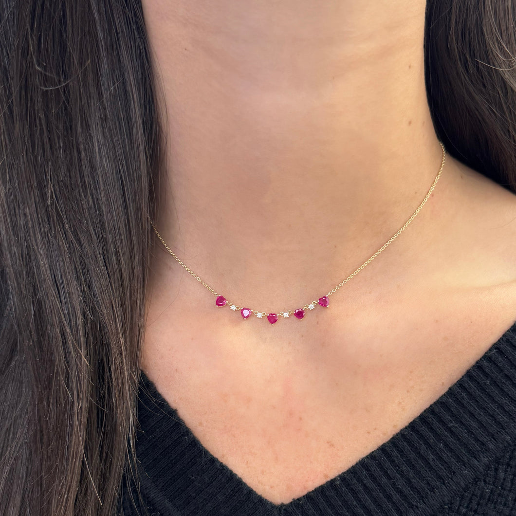 14K GOLD DIAMOND RUBY CHERISE NECKLACE