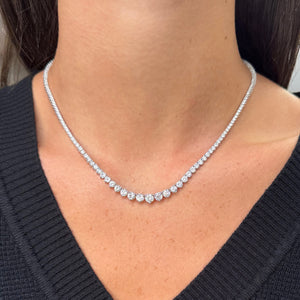 14K GOLD 6.68 CT DIAMOND GRADUATED TENNIS NECKLACE