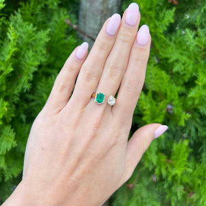 14K GOLD DIAMOND EMERALD ALANA RING