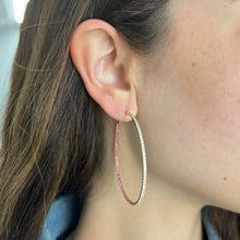 14K GOLD DIAMOND RUBY 2" JESS HOOPS