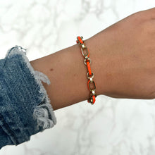 14K GOLD ORANGE ENAMEL DEVIN LINK BRACELET