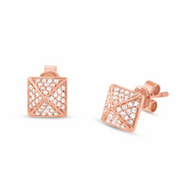 14K GOLD DIAMOND PYRAMID STUDS