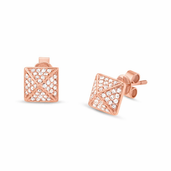 14K GOLD DIAMOND PYRAMID STUDS