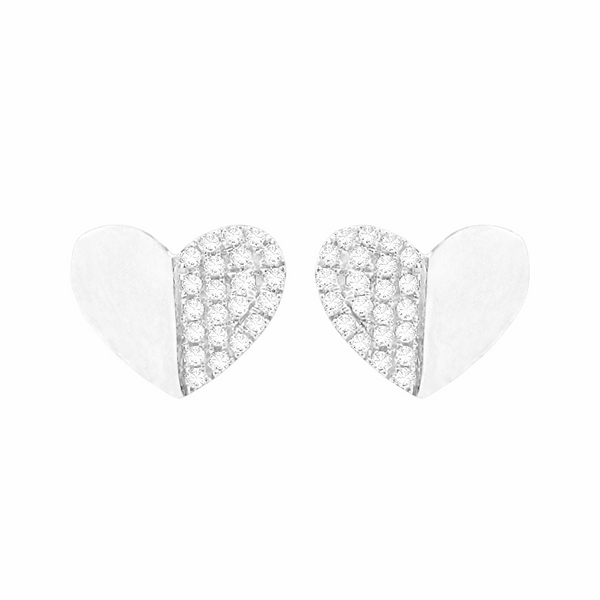 14K GOLD DIAMOND DAPHNE HEART STUDS