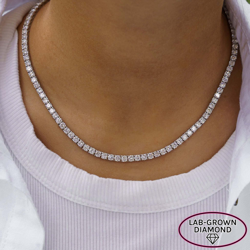 14K GOLD 16.00 CT LAB GROWN DIAMOND TENNIS NECKLACE