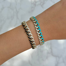 14K GOLD DIAMOND TURQUOISE ENAMEL MAYA BRACELET