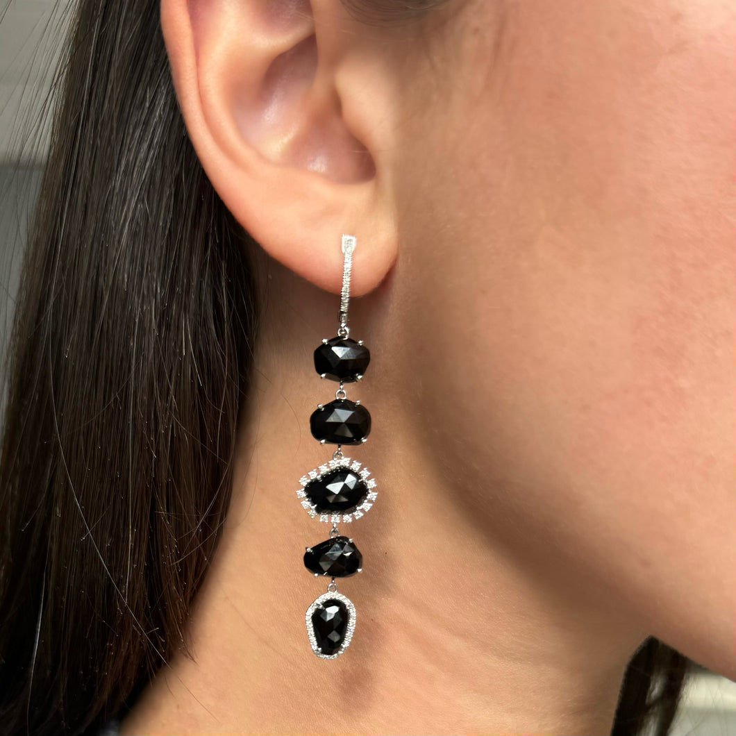 14K GOLD DIAMOND BLACK SAPPHIRE CECILY EARRINGS