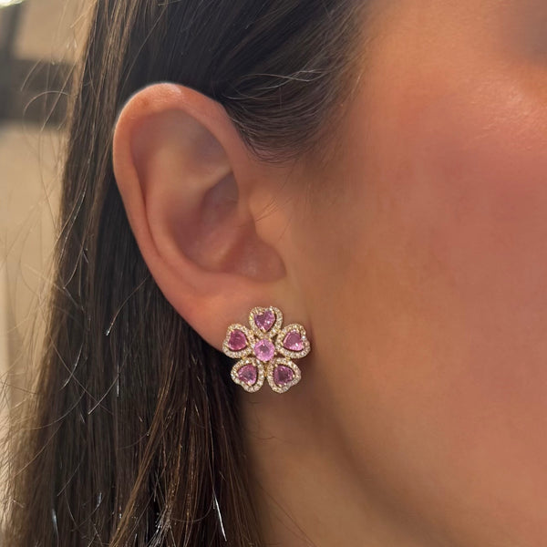 14K GOLD DIAMOND PINK SAPPHIRE BECCA EARRINGS