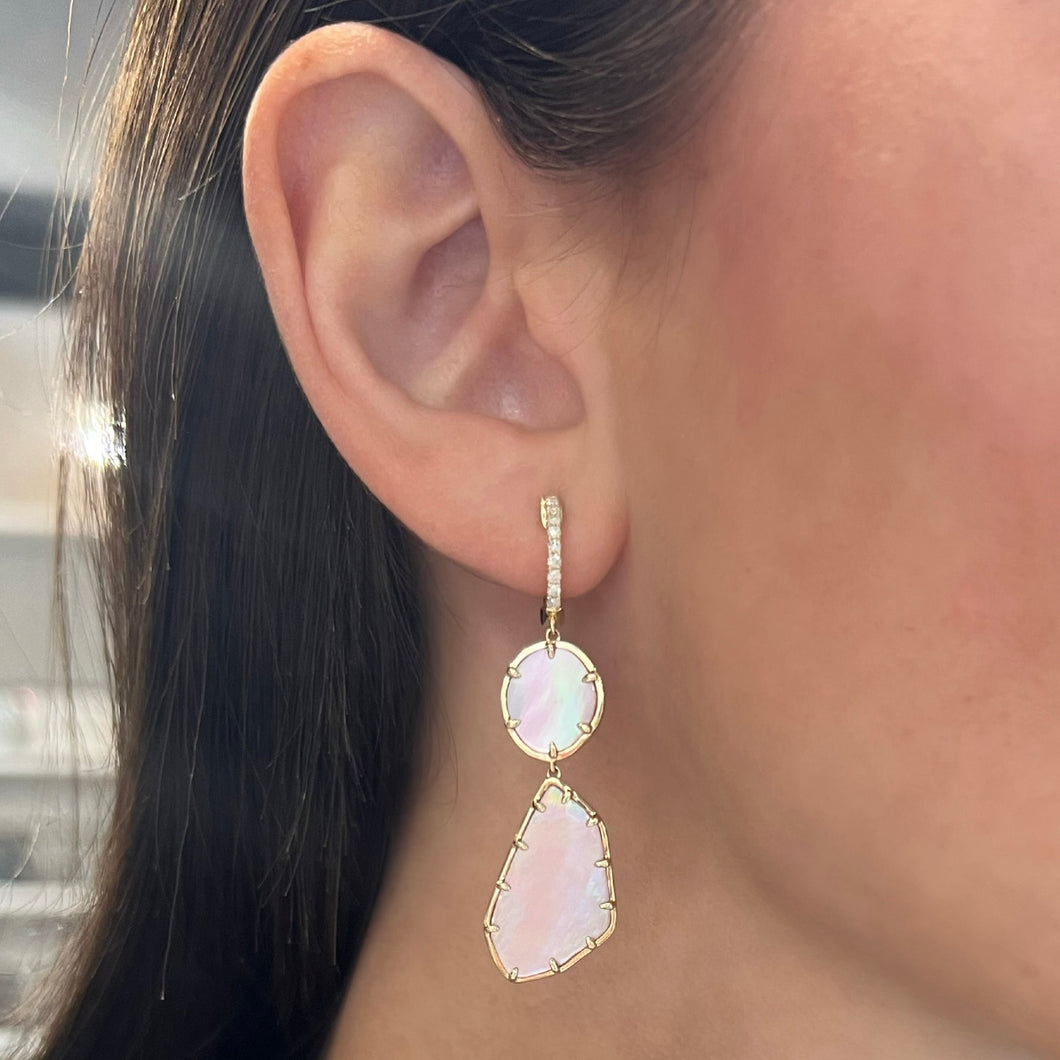 14K GOLD DIAMOND PINK MOTHER OF PEARL REESE EARRINGS