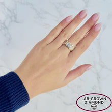 14K GOLD 3.50 CT LAB GROWN EMERALD CUT DIAMOND BEZEL 5 STONE RING