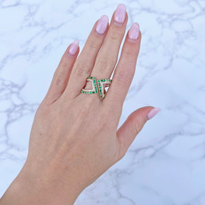 14K GOLD DIAMOND EMERALD AUSTIN RING