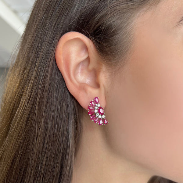 14K GOLD DIAMOND RUBY ALICE EARRINGS