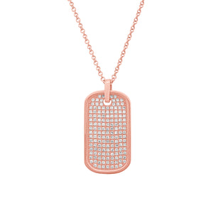 14K GOLD DIAMOND CORY DOG TAG NECKLACE