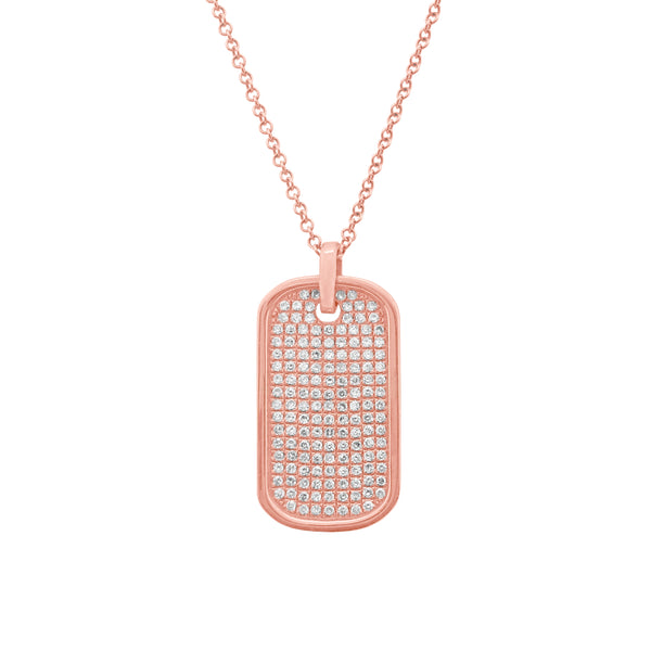 14K GOLD DIAMOND CORY DOG TAG NECKLACE