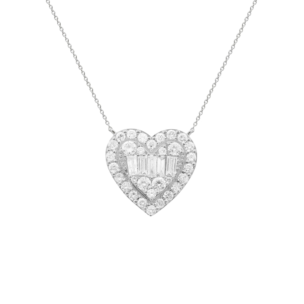 14K GOLD DIAMOND LARGE MEG HEART NECKLACE