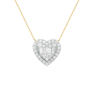 14K GOLD DIAMOND LARGE MEG HEART NECKLACE