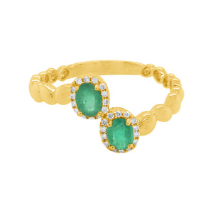 14K GOLD DIAMOND EMERALD SELENA RING