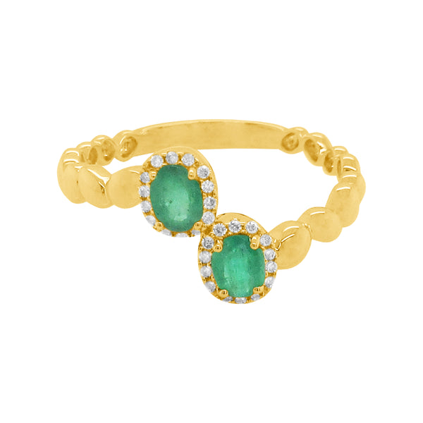 14K GOLD DIAMOND EMERALD SELENA RING