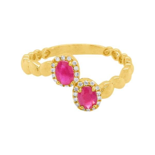 14K GOLD DIAMOND RUBY SELENA RING