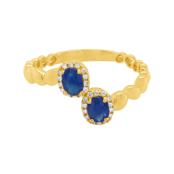 14K GOLD DIAMOND SAPPHIRE SELENA RING