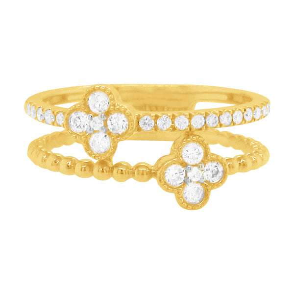 14K GOLD DIAMOND JANELLE CLOVER RING