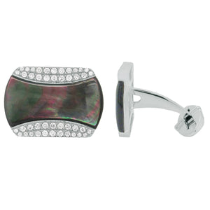 14K GOLD DIAMOND BLACK MOTHER OF PEARL JIMMY CUFFLINKS