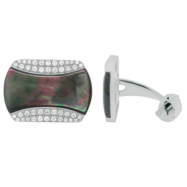 14K GOLD DIAMOND BLACK MOTHER OF PEARL JIMMY CUFFLINKS